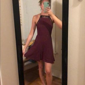 Dark red silk and lace Reformation mini dress